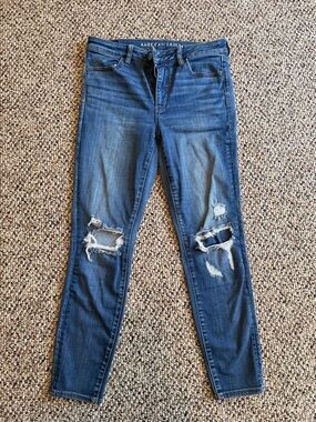 American Eagle Outfitters Blue Ripped Skinny Jeans